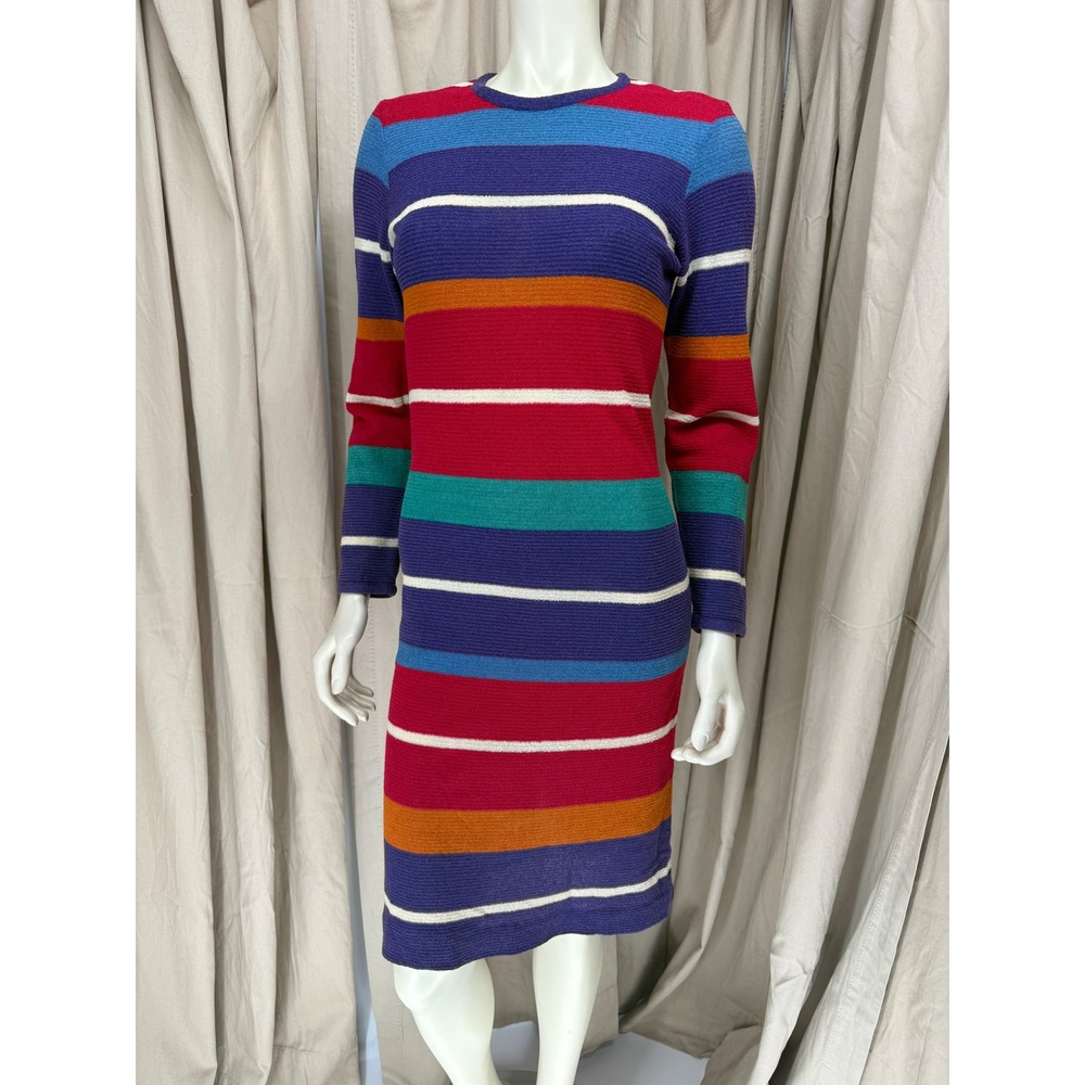 Vintage 60s 70s Missoni Saks Fifth Avenue Striped Knit Dress Made Italy